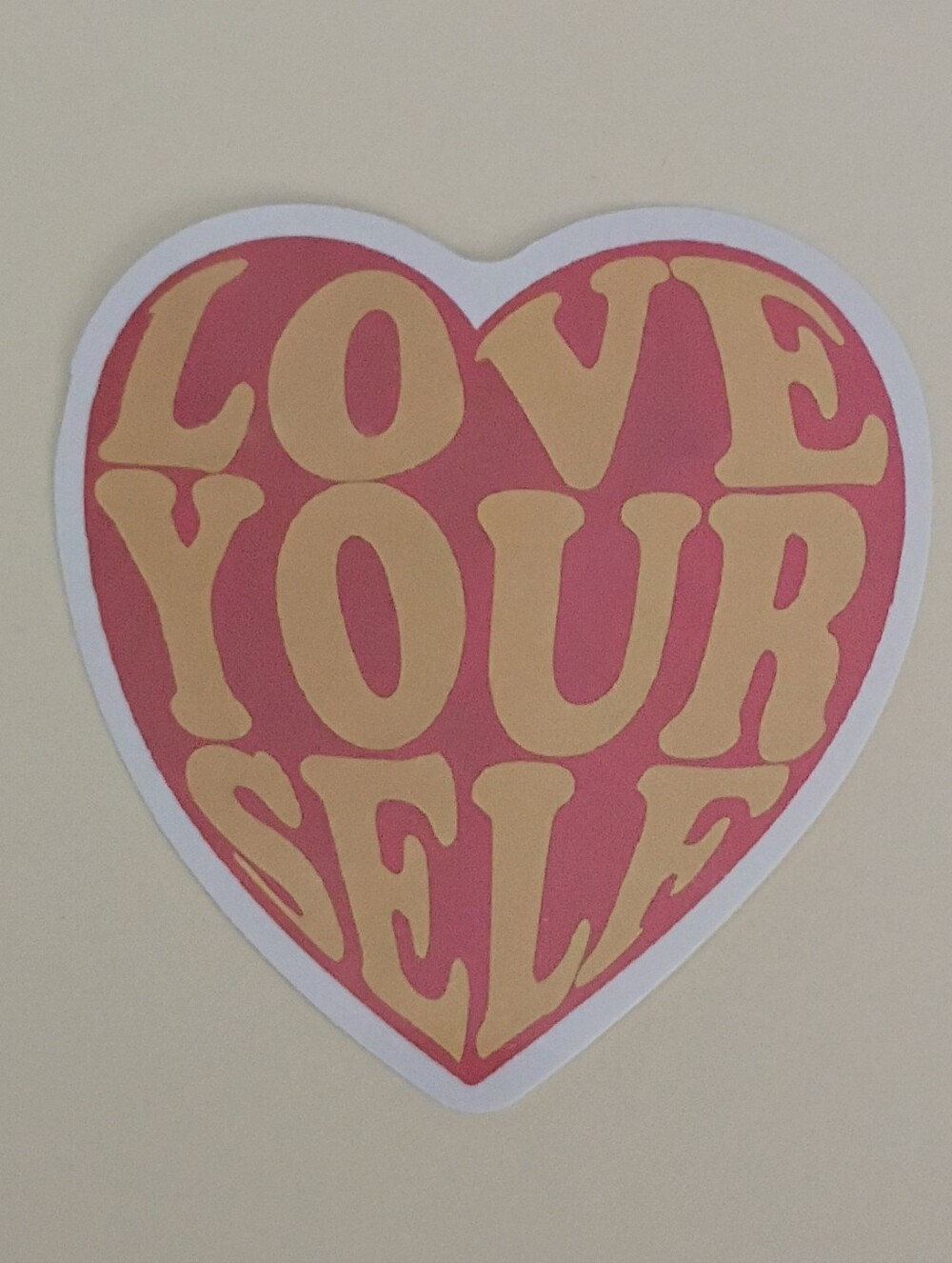 10/$10 Sticker - Love Your Self - Dark Pink Heart & Orange/Yellow Text